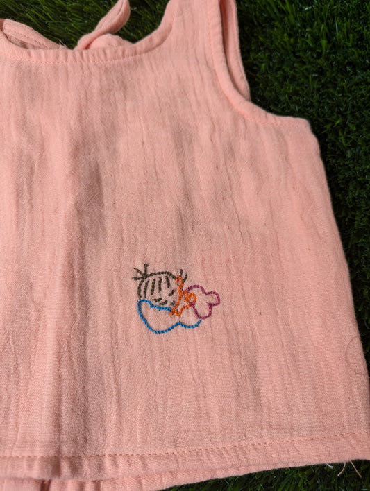 New Born Muslin Embroidery  Vest