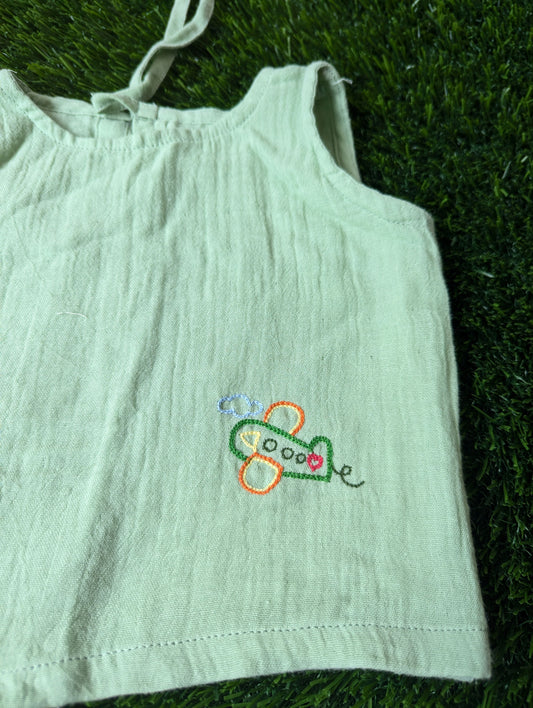 New Born Muslin Embroidery  Vest