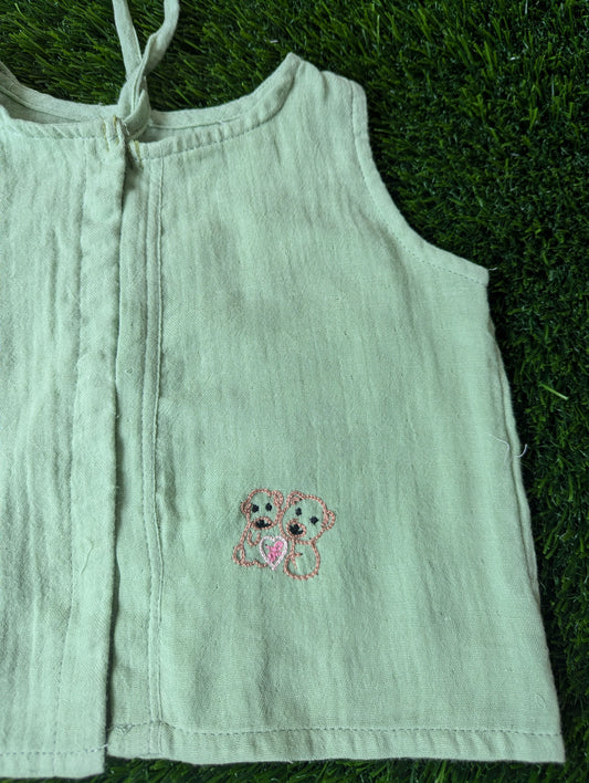 New Born Muslin Embroidery  Vest