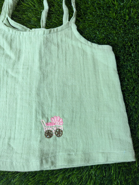 New Born Muslin Embroidery  Vest