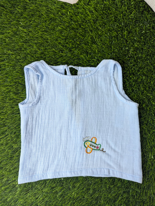 New Born Muslin Embroidery  Vest