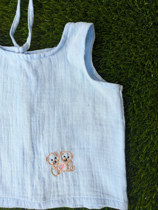 New Born Muslin Embroidery  Vest