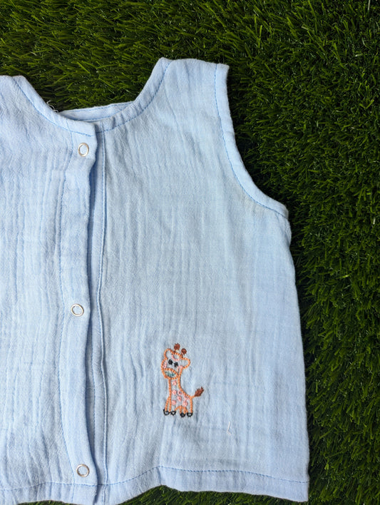 New Born Muslin Embroidery  Vest