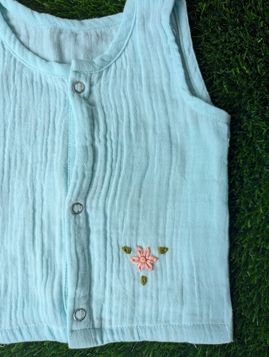 New Born Muslin Embroidery  Vest
