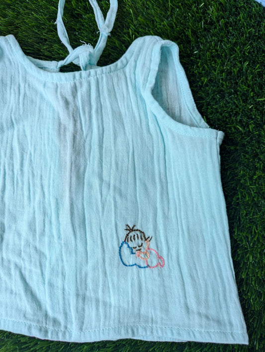 New Born Muslin Embroidery  Vest