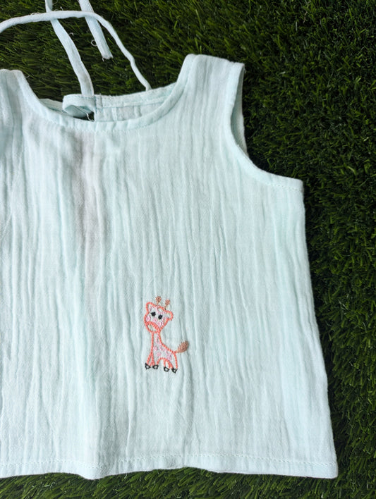 New Born Muslin Embroidery  Vest