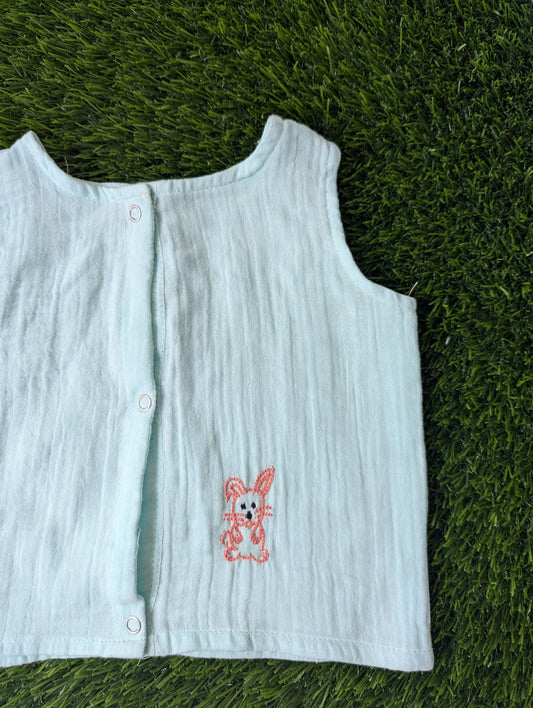 New Born Muslin Embroidery  Vest