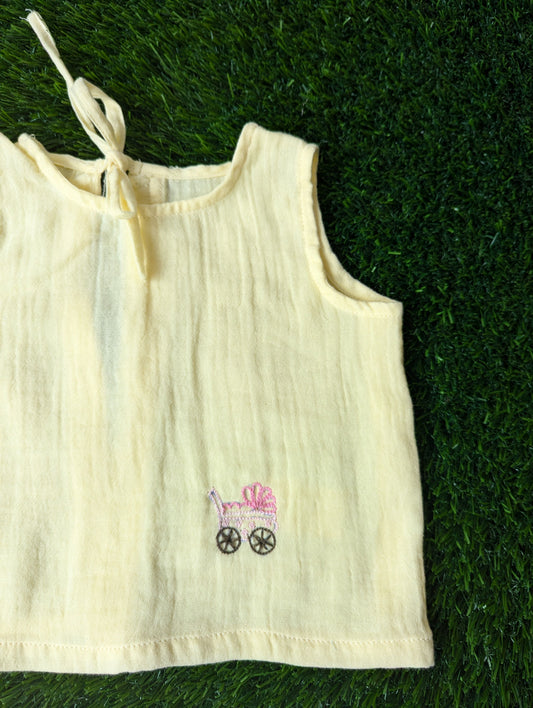 New Born Muslin Embroidery  Vest