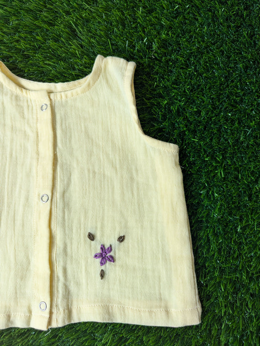 New Born Muslin Embroidery  Vest
