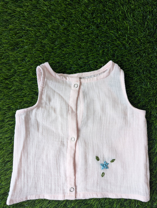 New Born Muslin Embroidery  Vest