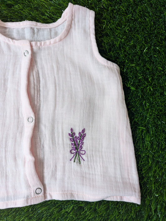 New Born Muslin Embroidery  Vest