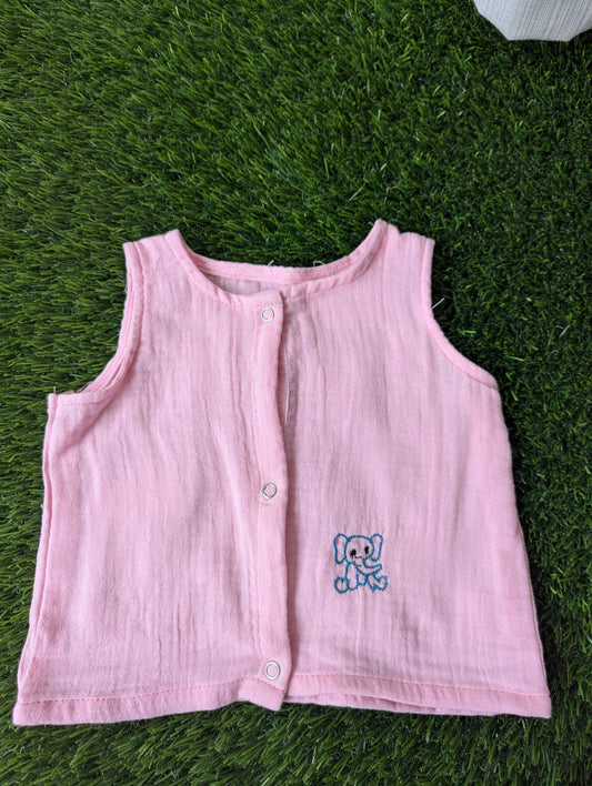 New Born Muslin Embroidery  Vest