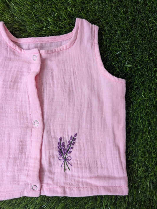 New Born Muslin Embroidery  Vest