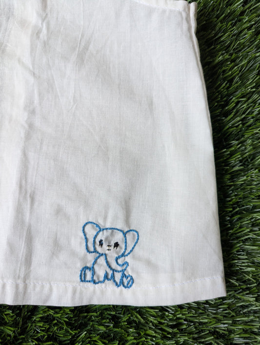 New Born Cotton White Embroidery vest