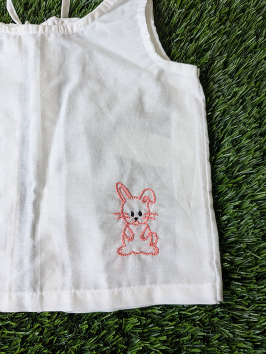 New Born Cotton White Embroidery vest