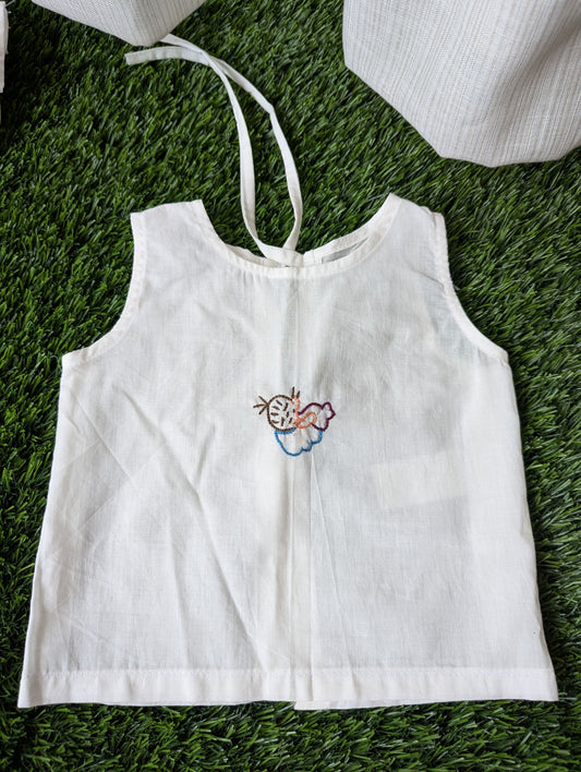 New Born Baby Cotton Embroidery Vest