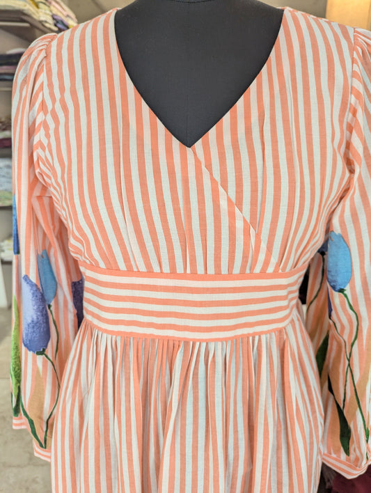 Peach Digital Print  Dress