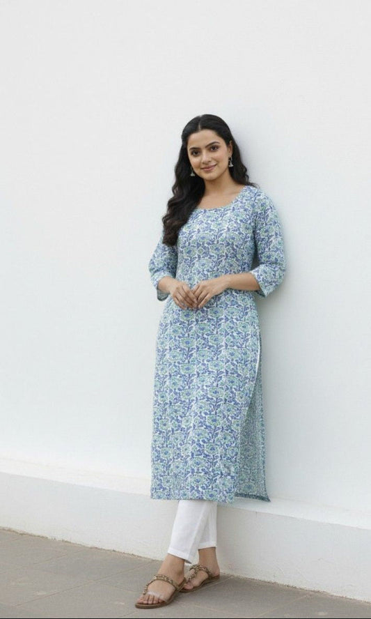 BP White and Blue Kurti