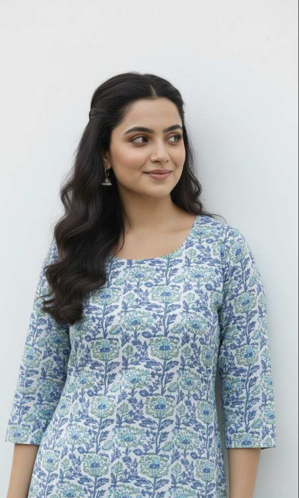 BP White and Blue Kurti