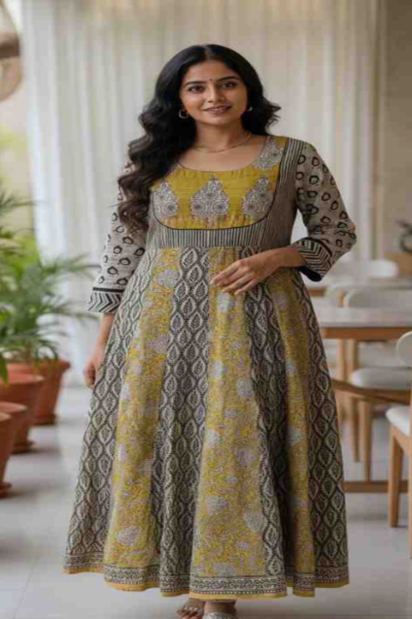 Chanderi Panel Cut dress