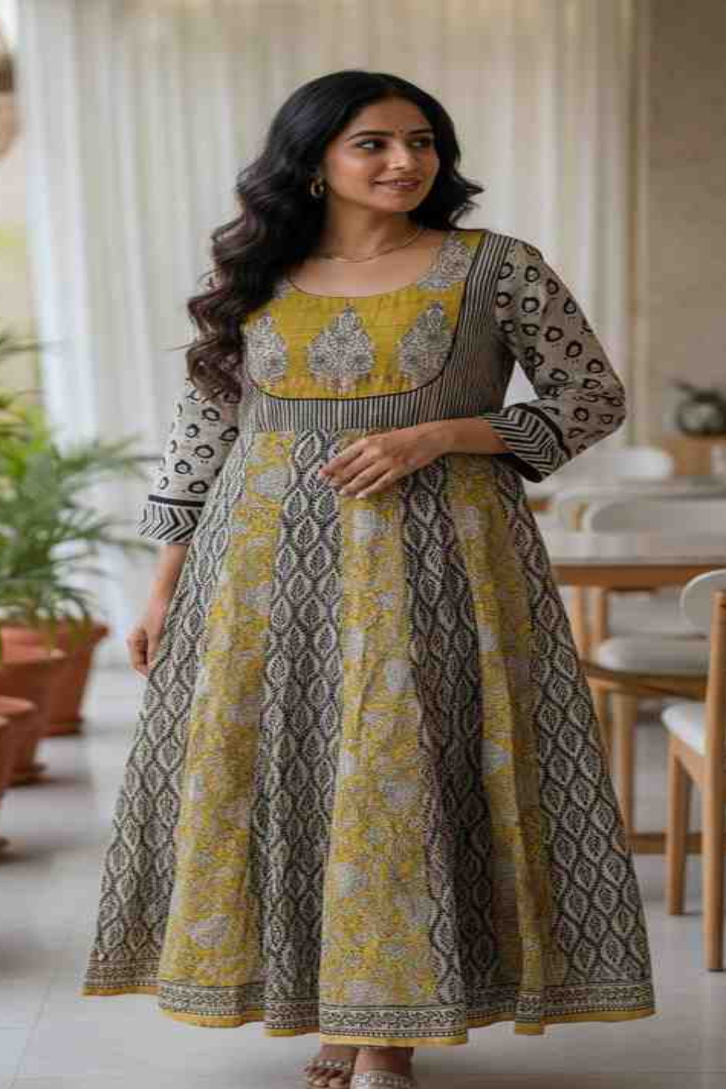 Chanderi Panel Cut dress