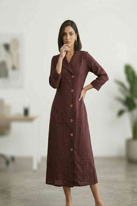 Coffee Aline Shirt Dress