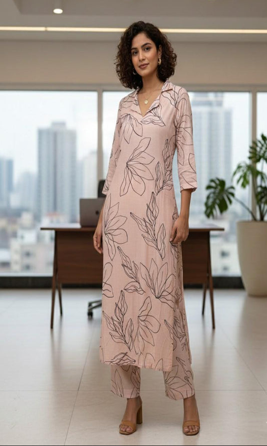 Peach Mulcotton Co-Ord Set