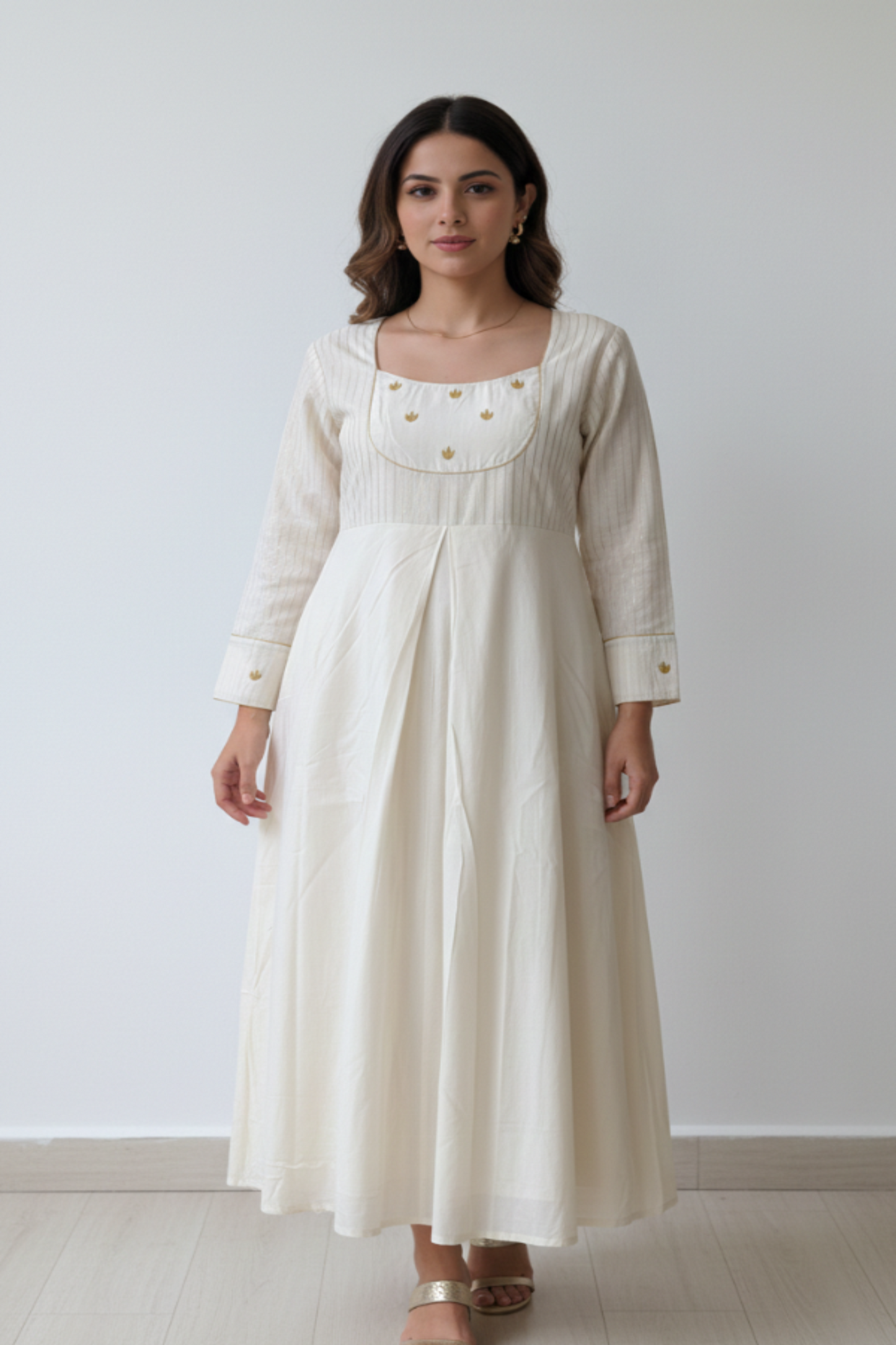 Kora Cotton Stripe Hand Work Dress