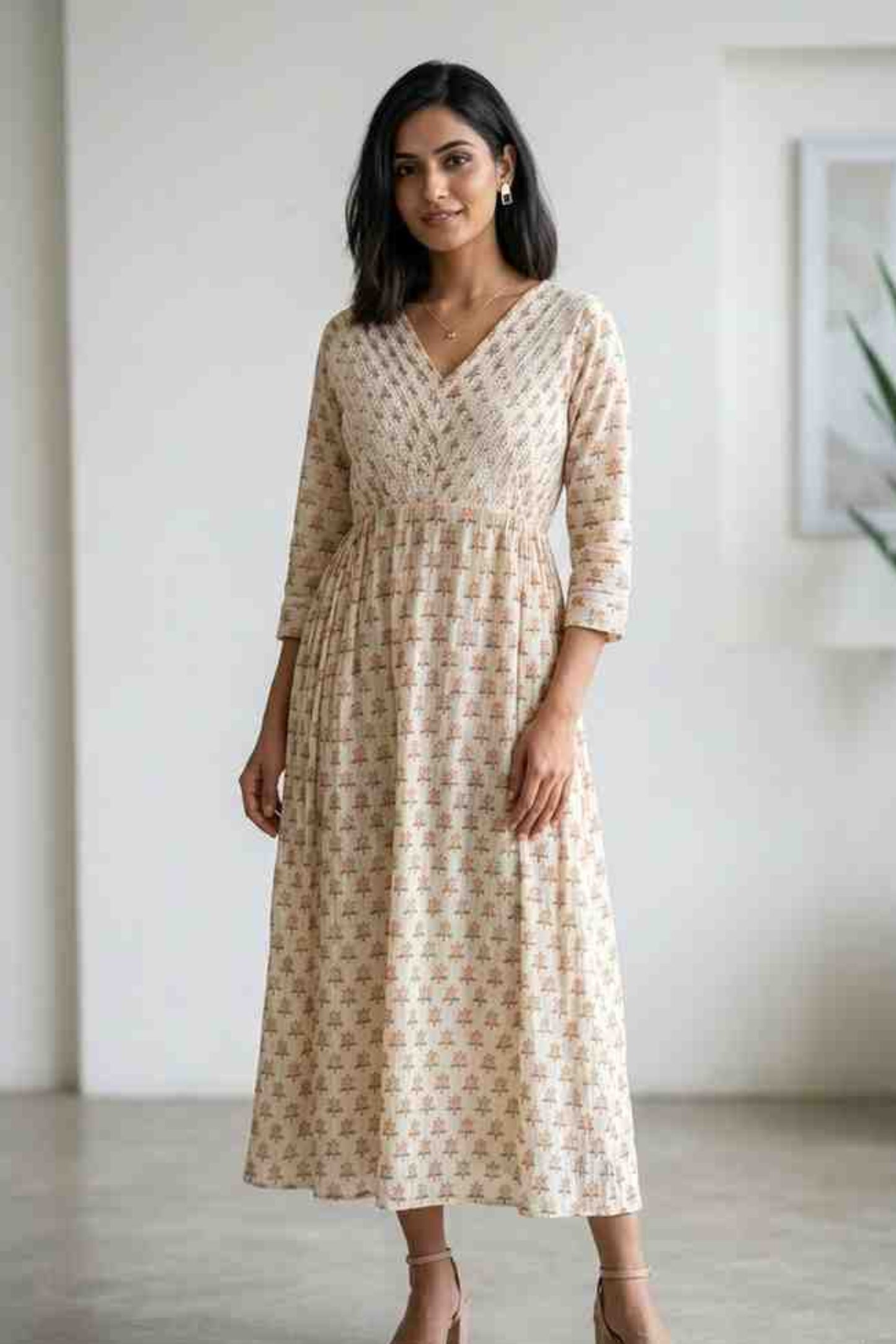 Offwhite & Pink Lace Dress