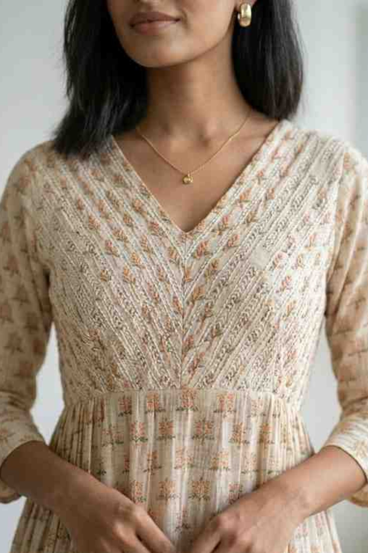 Offwhite & Pink Lace Dress