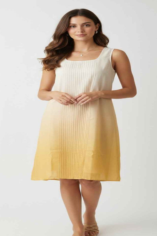 Yellow Ombre Pintuck Dress