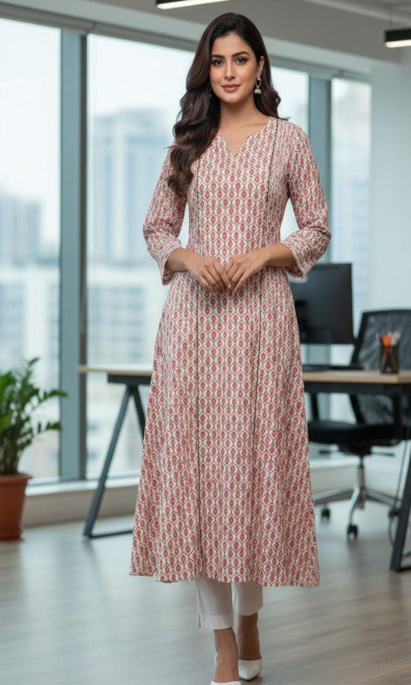 Orange Pintuck Kurta