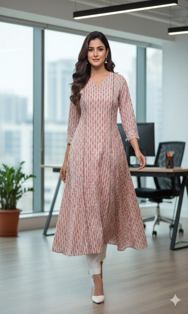 Orange Pintuck Kurta