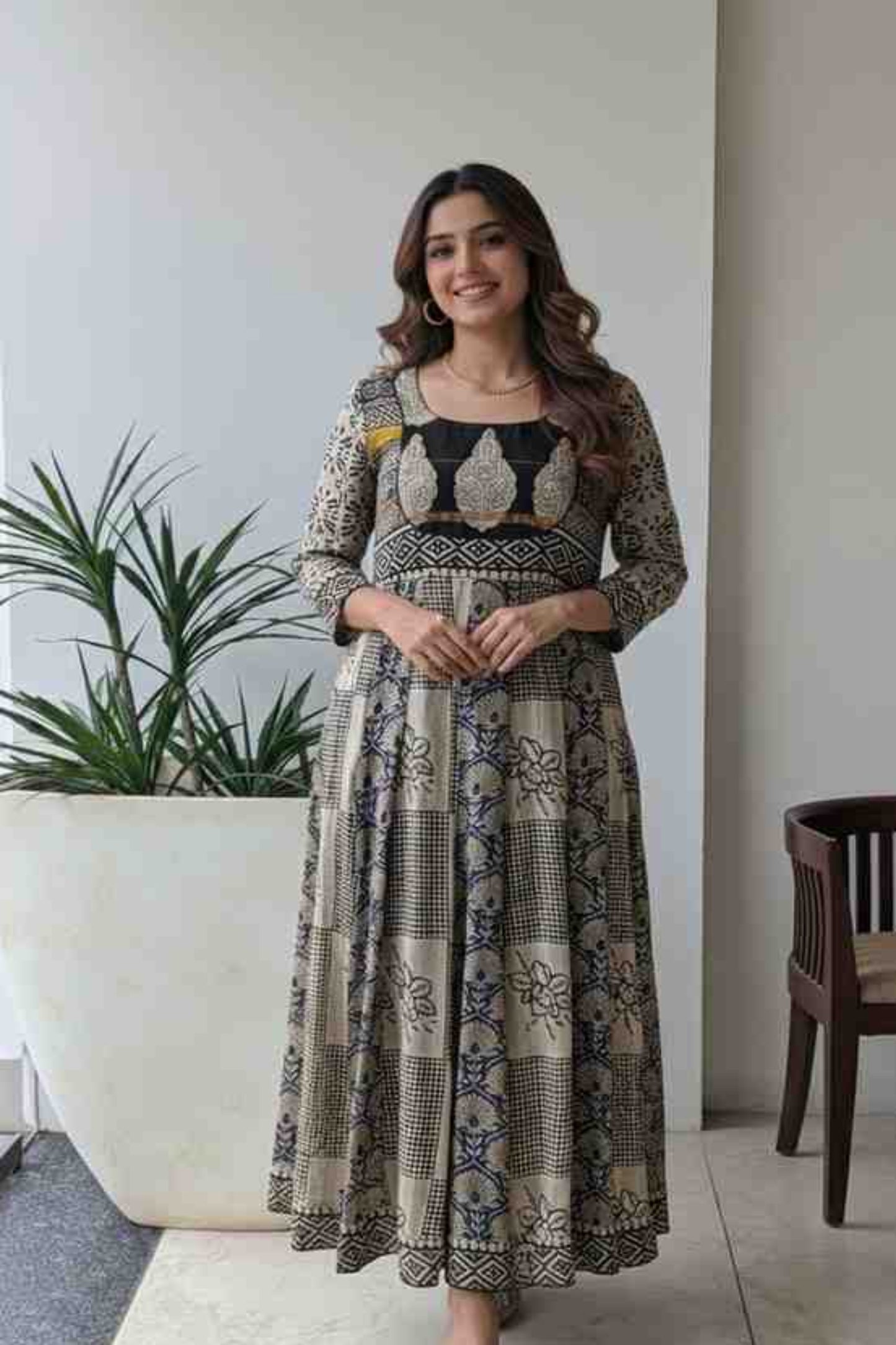 Chanderi Panel Cut Dress