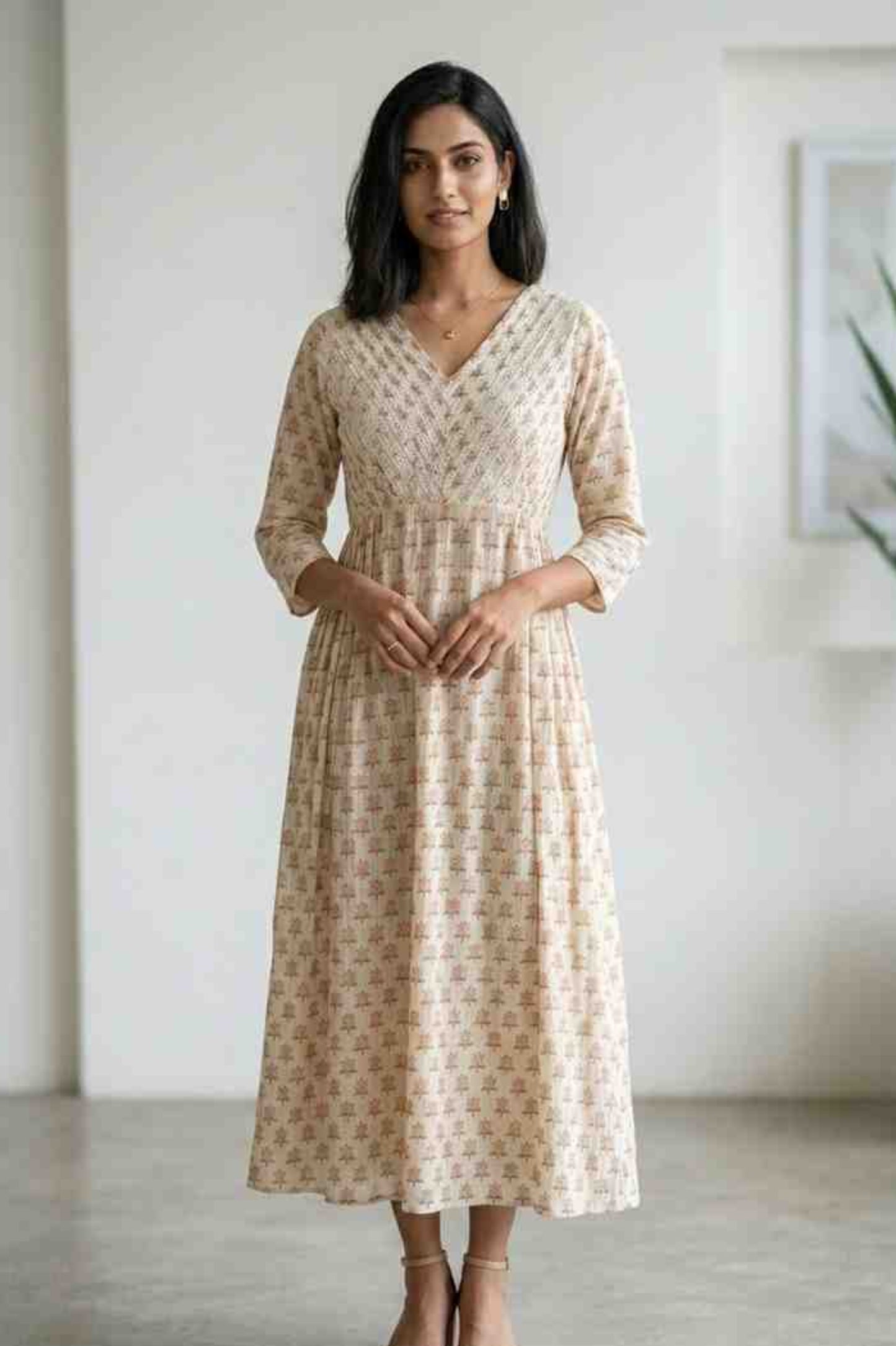 Offwhite & Pink Lace Dress