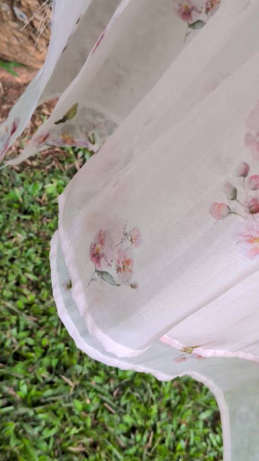 English floral Organza saree
