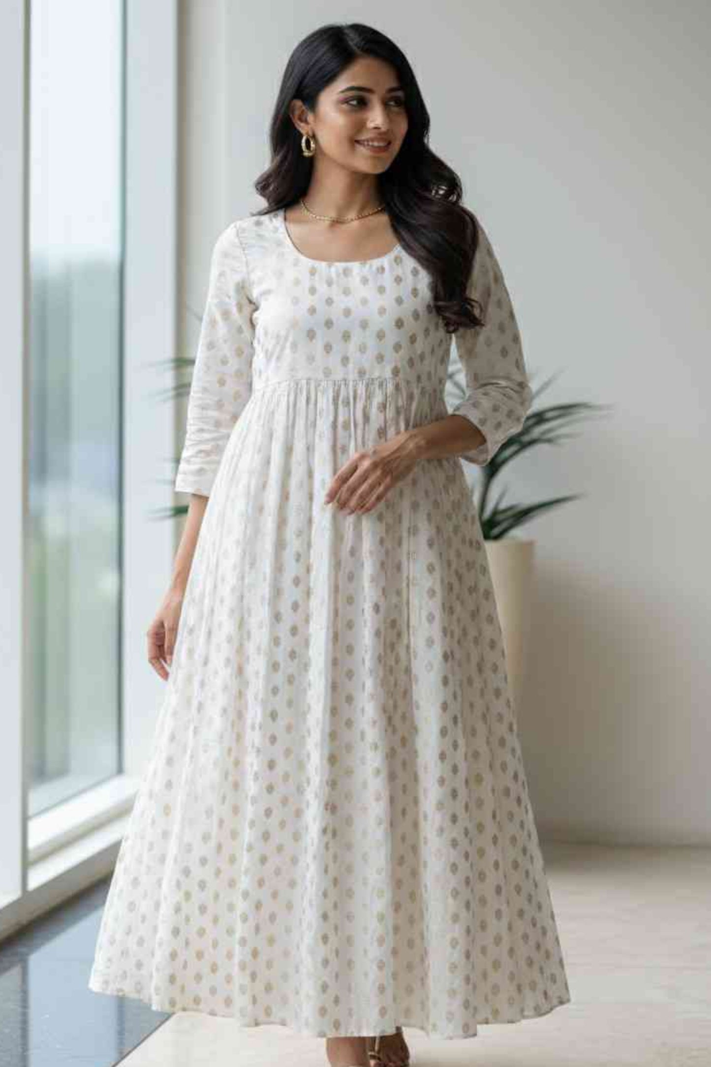 Russian Jacquard Anarkali Dress