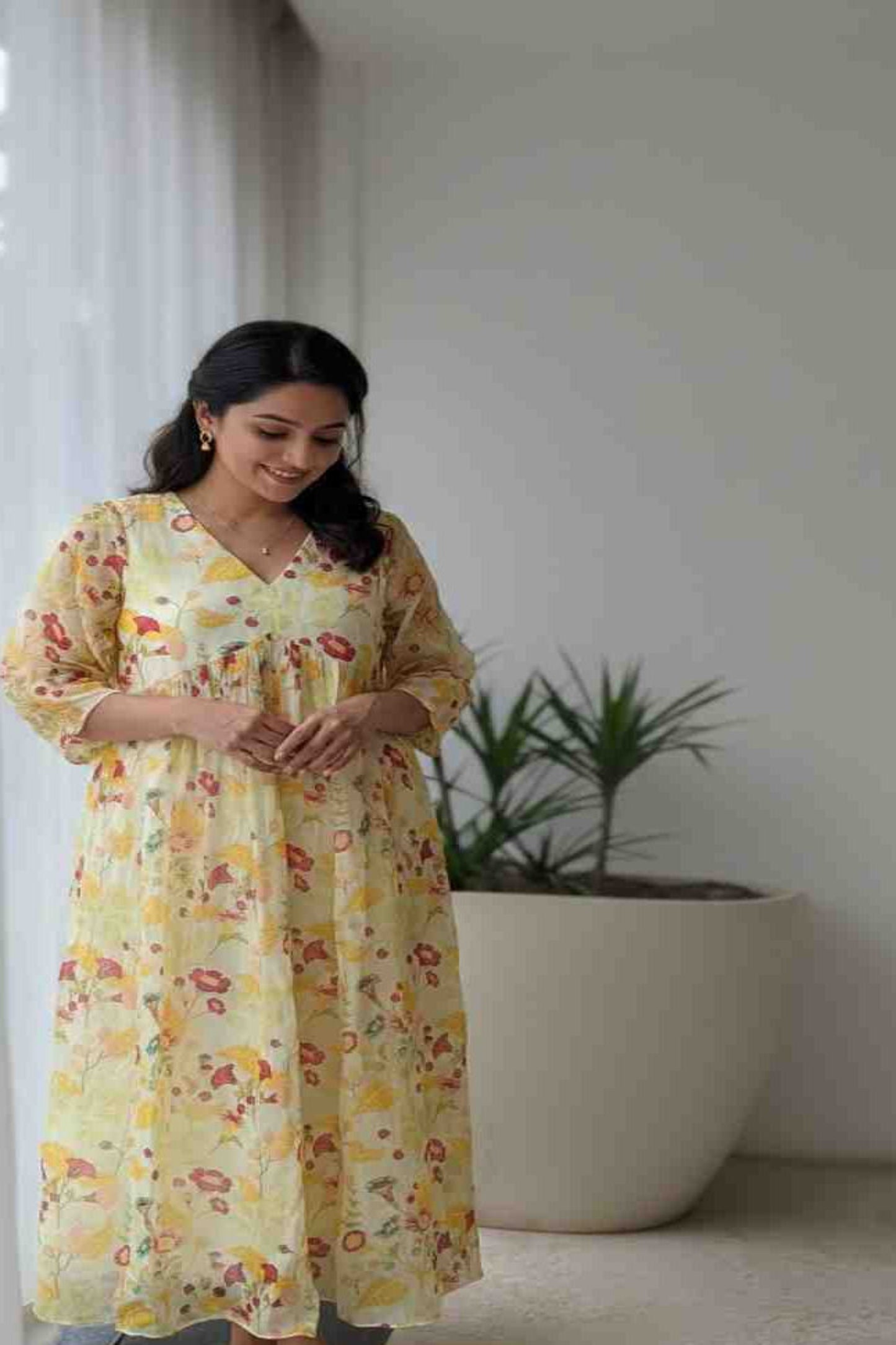 Yellow Organza Alia  Dress